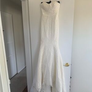 SimplyBridal Cream Strapless Lace Mermaid Gown